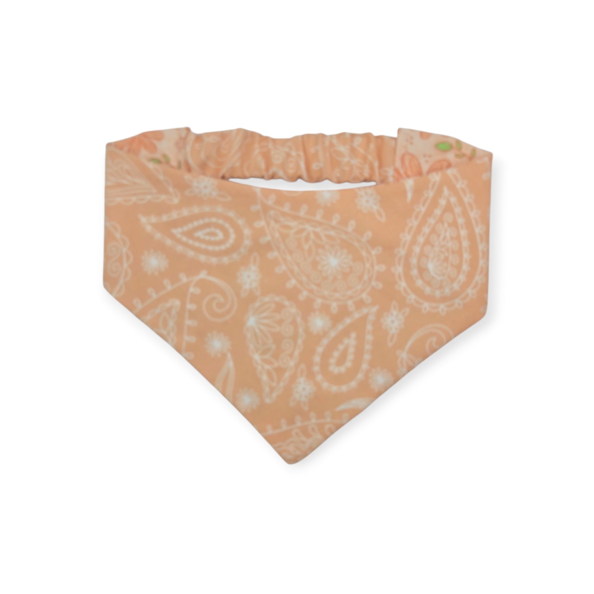 Peach Fuzz in Nature/Peach Floral Paisley Reversible Slip-on Scrunchie Bandana (Medium/Large)