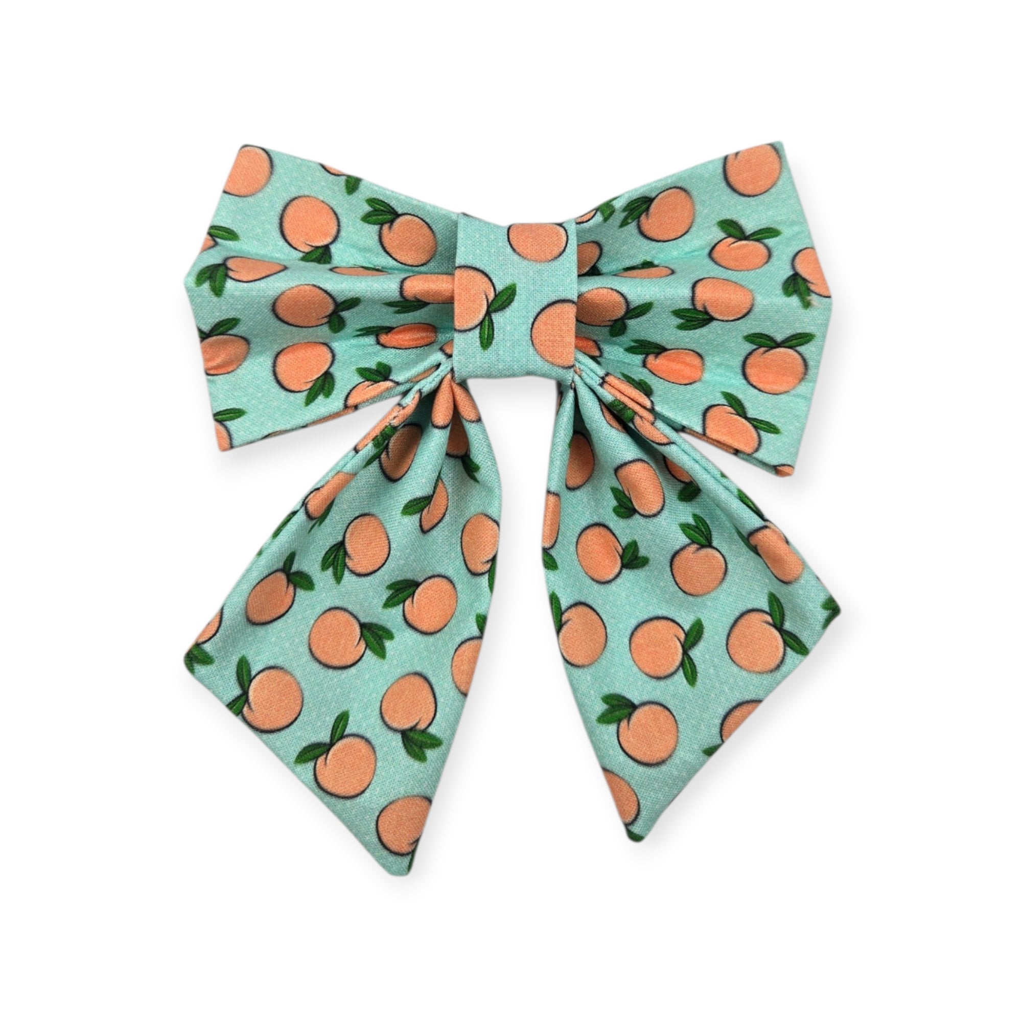 Peaches & Aqua Polka Dots Sailor Bow - 5"