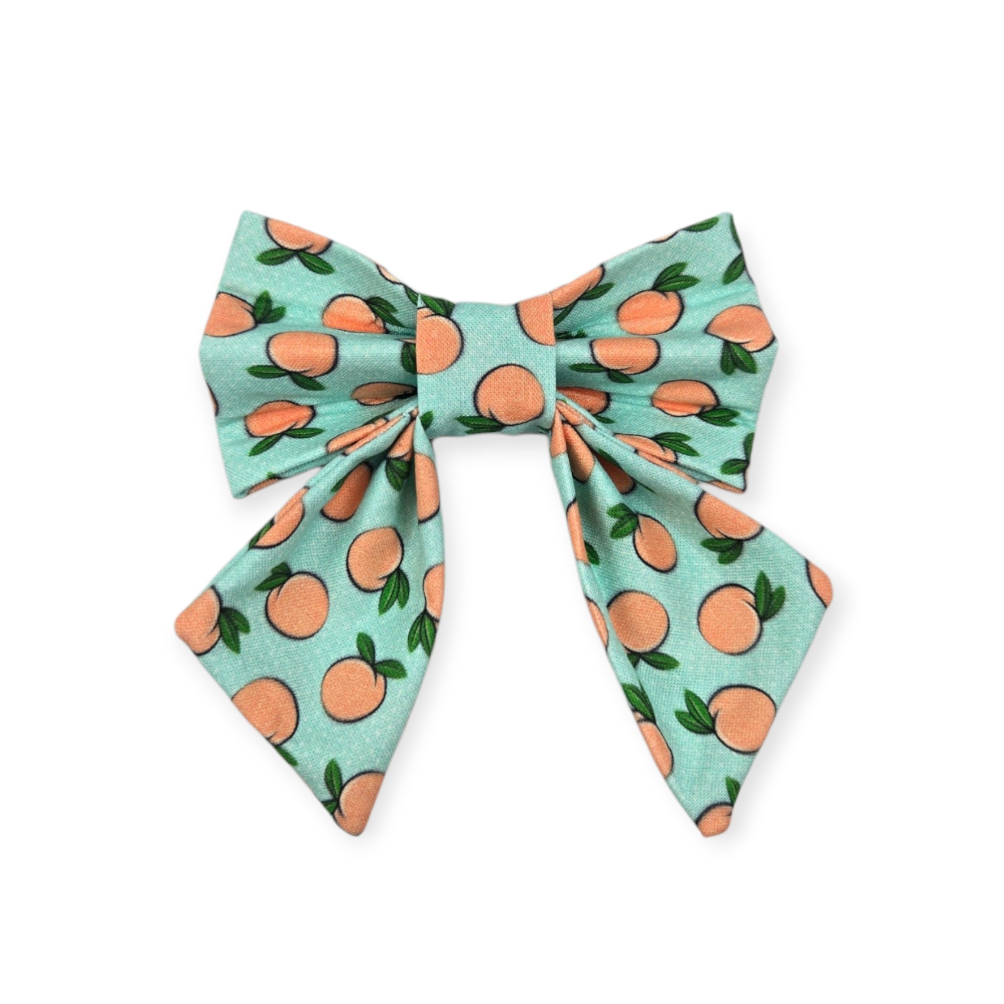 Peaches & Aqua Polka Dots Sailor Bow - 4"