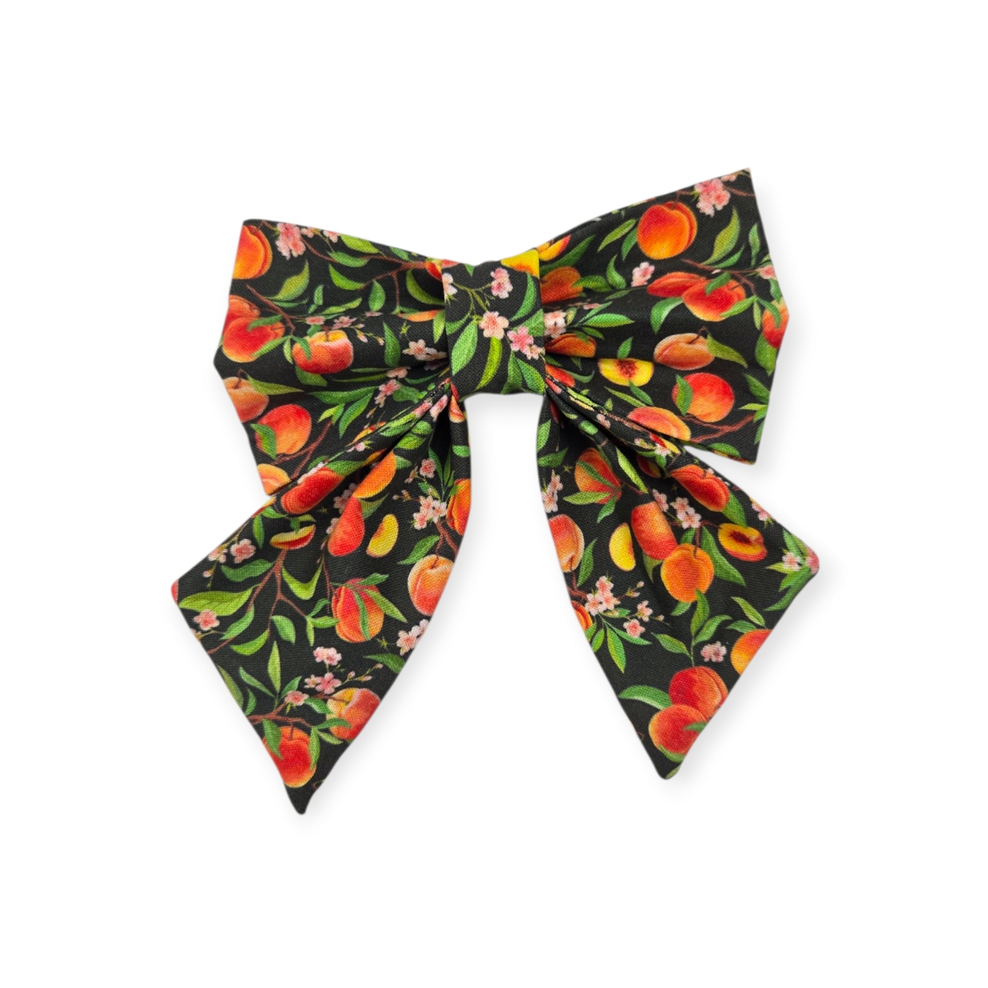 Peach Tree on Black Sailor Bow - 5"