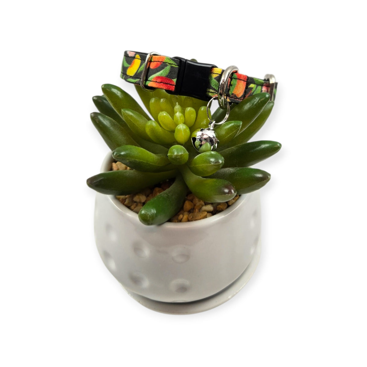Peach Tree on Black Kitty Collar (XX-Small)