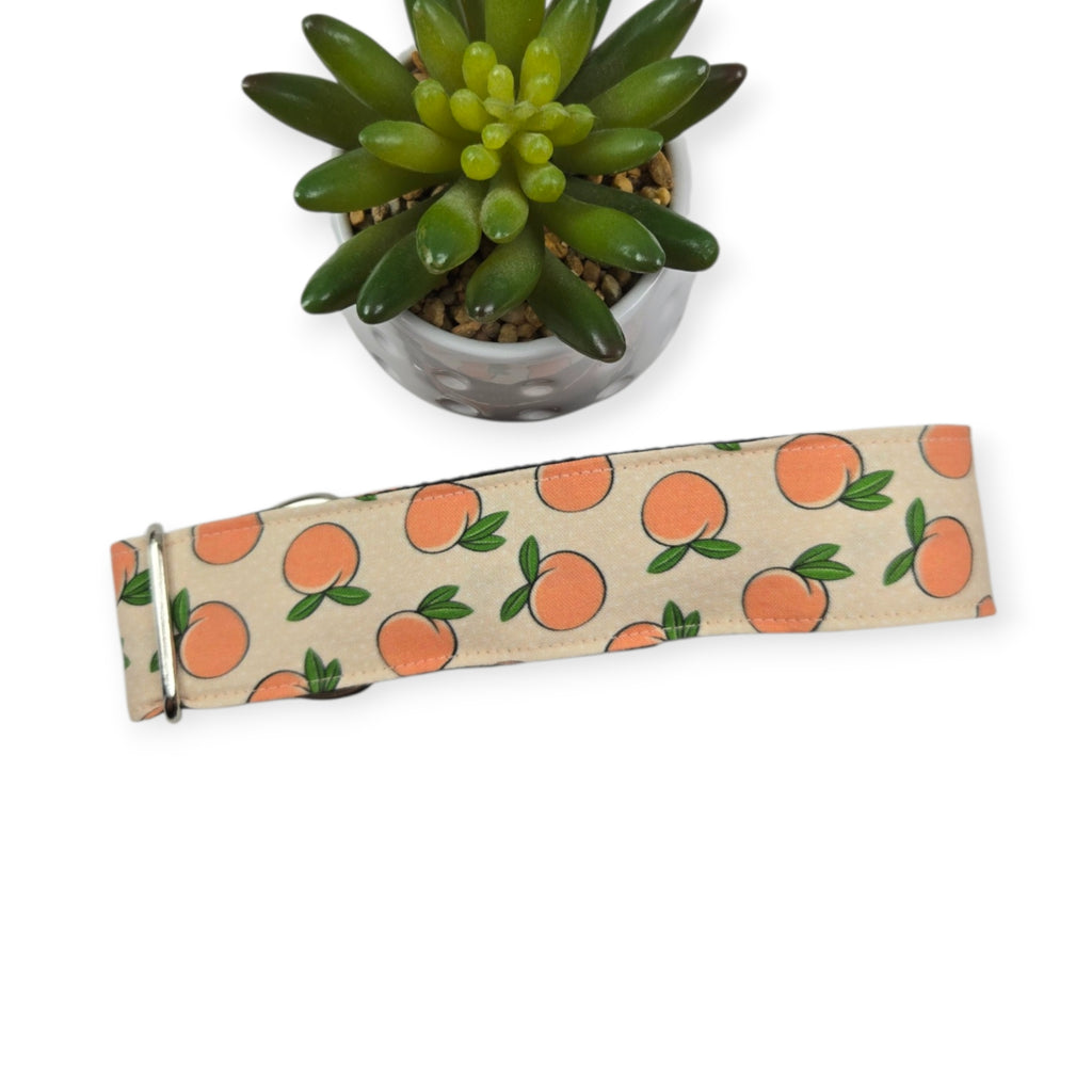 Peaches & Peach Polka Dots Dog Collar (Large, 1.5" wide)