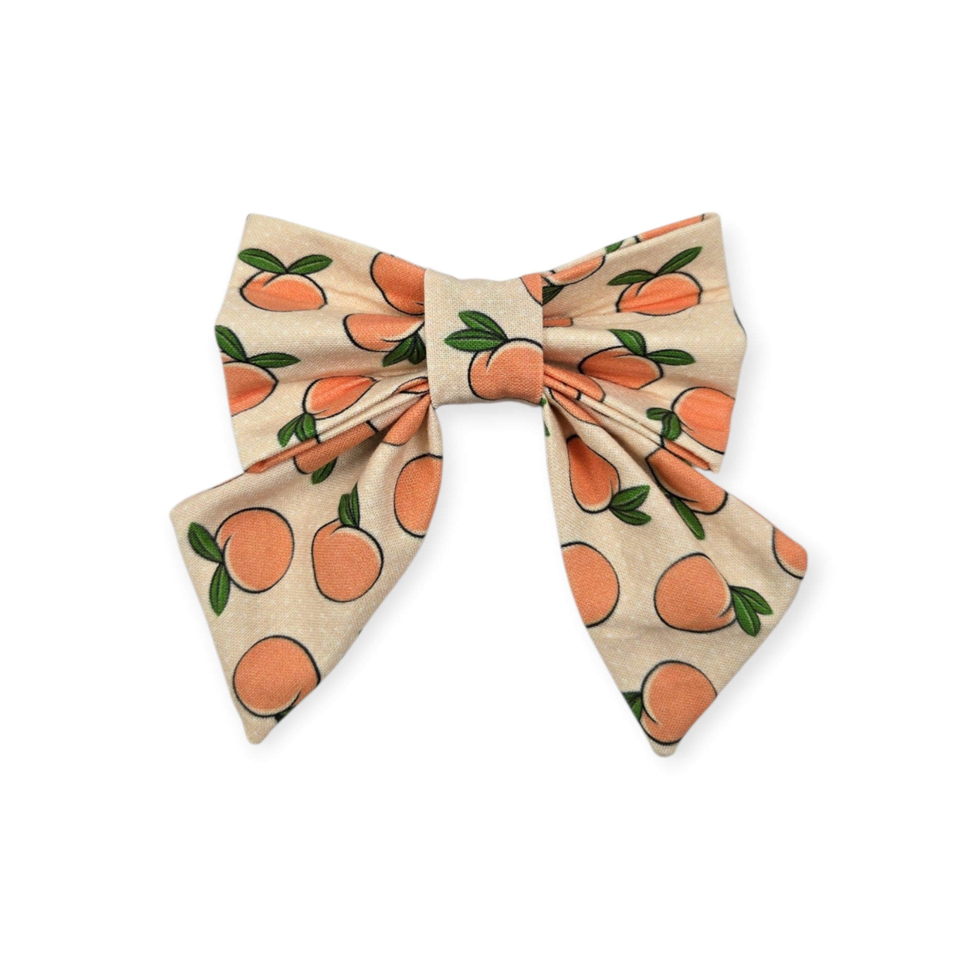 Peaches & Peach Polka Dots Sailor Bow - 4"
