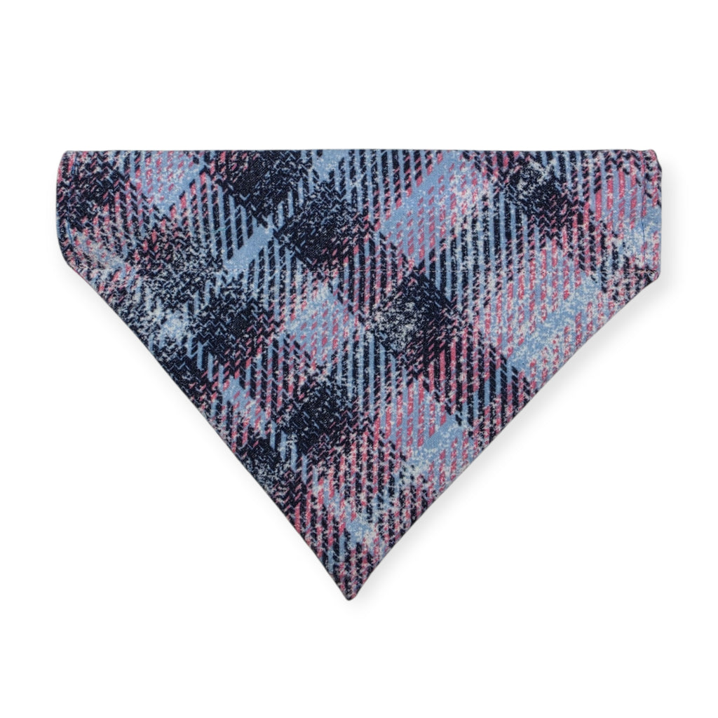 Rainbow Ghosts/Purple Distressed Plaid Reversible Slide-on Bandana (Large)
