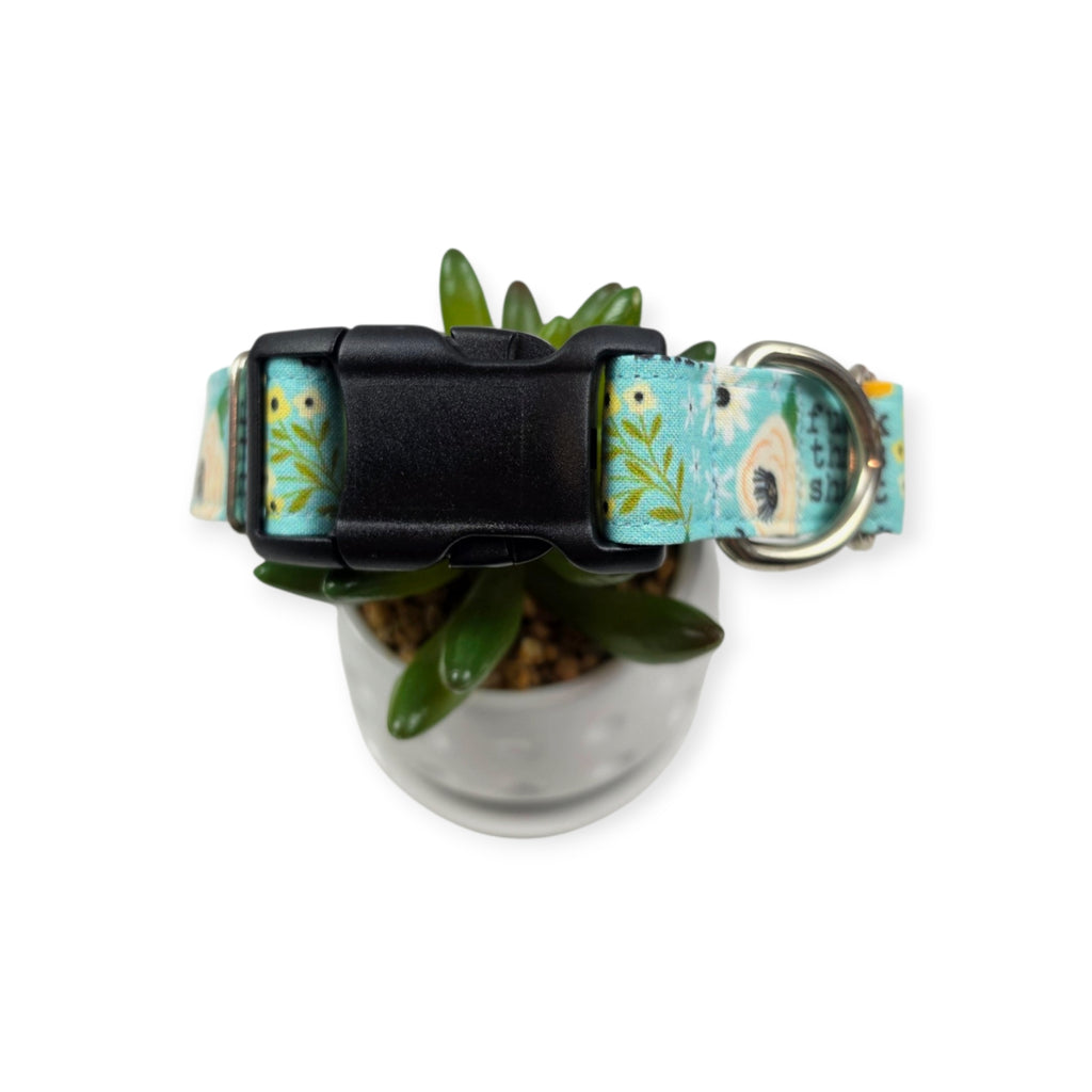 Floral Fuck This Shit Dog Collar (Medium, 1" wide)