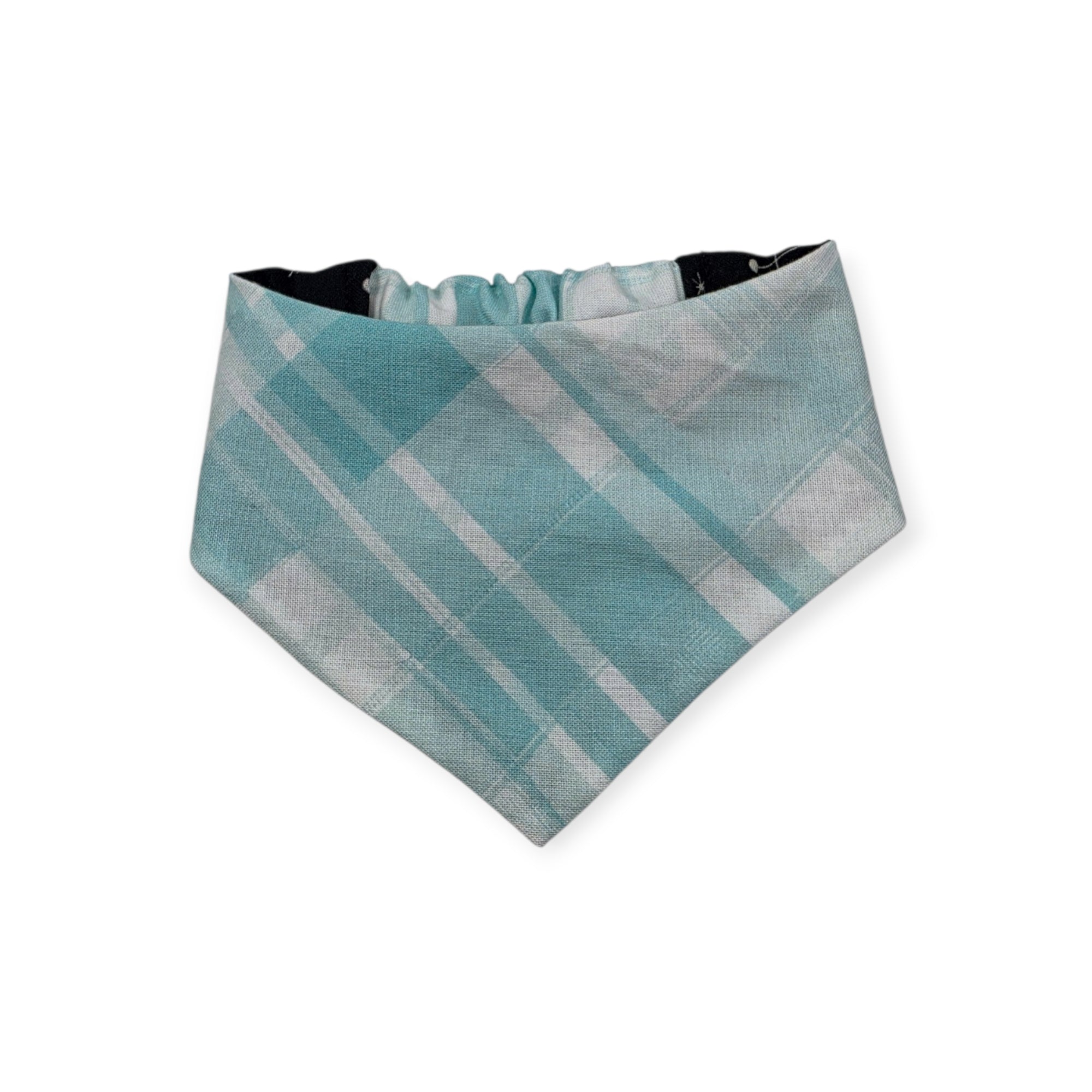Halloween Candy/Faded Madras Diagonal Plaid Reversible Slip-on Scrunchie Bandana (X-Small/Small)