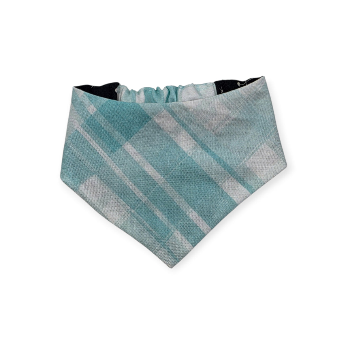 Halloween Candy/Faded Madras Diagonal Plaid Reversible Slip-on Scrunchie Bandana (X-Small)