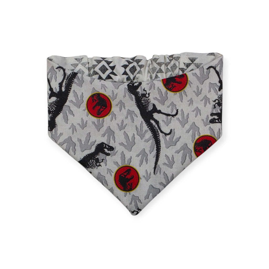 Jurassic Skeletons/Distressed Grunge Aztec Reversible Slip-on Scrunchie Bandana (Medium/Large)