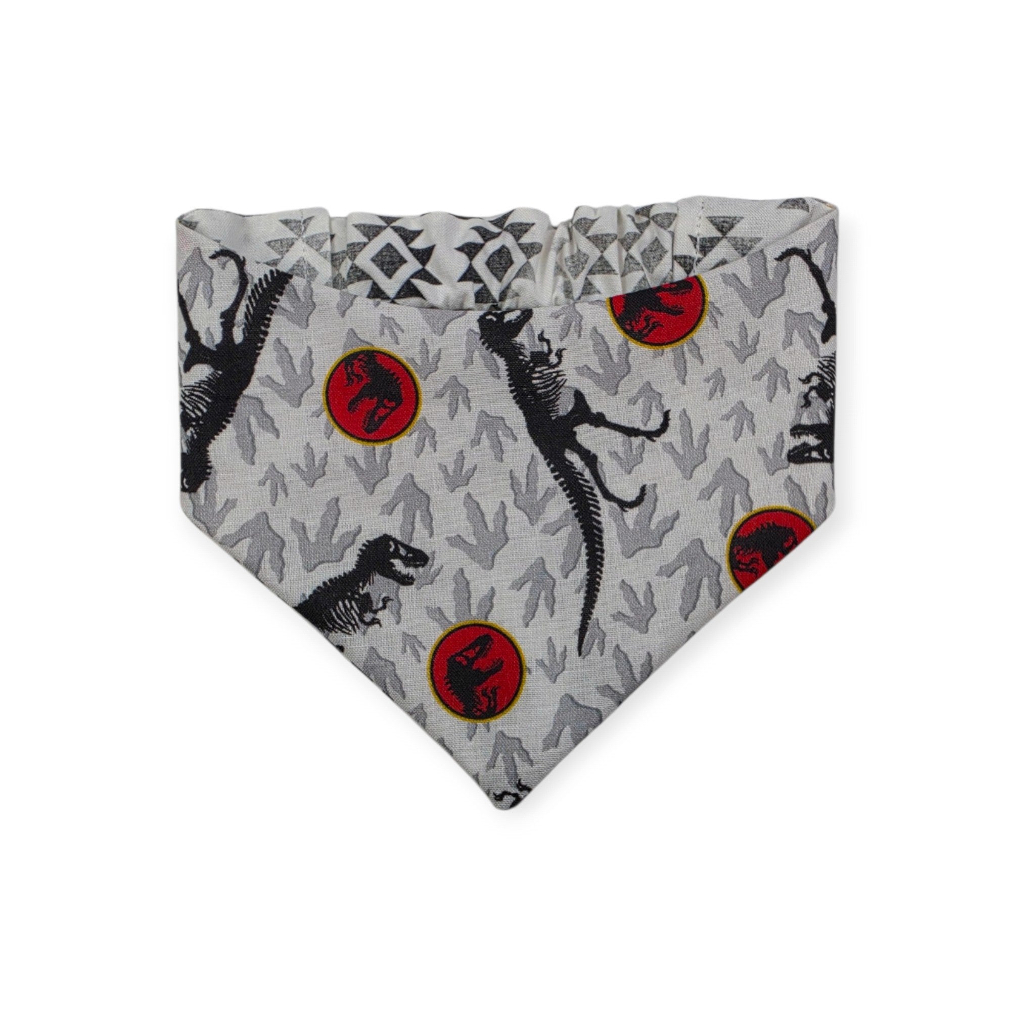 Jurassic Skeletons/Distressed Grunge Aztec Reversible Slip-on Scrunchie Bandana (Medium/Large)
