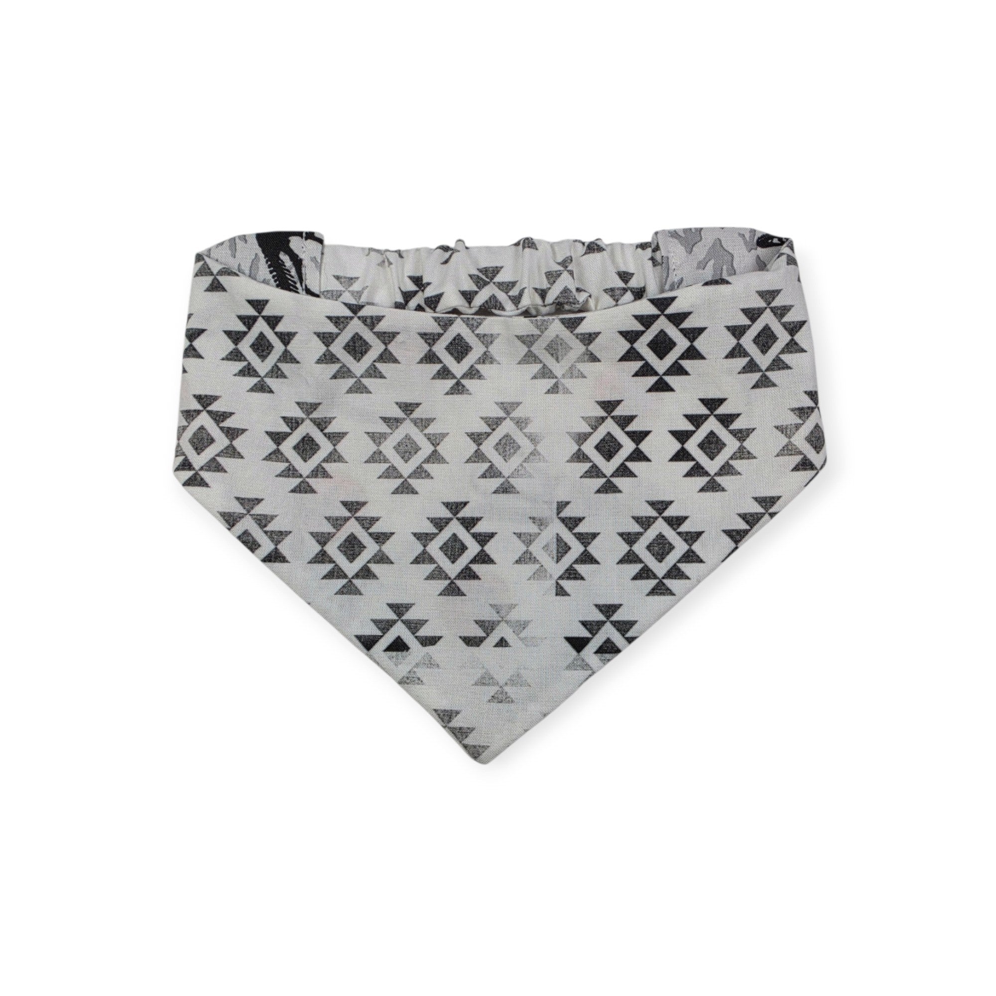 Jurassic Skeletons/Distressed Grunge Aztec Reversible Slip-on Scrunchie Bandana (Medium)