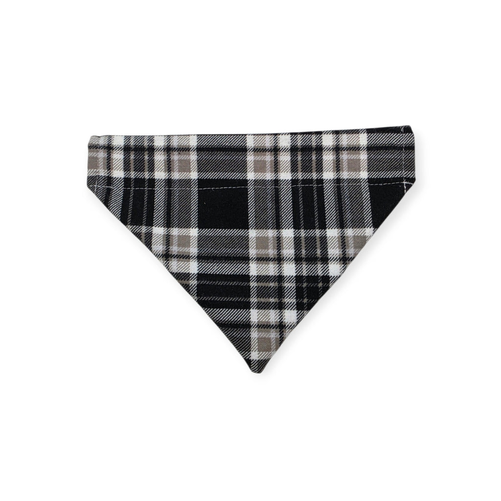 Pumpkin Quilt/Gray & Tan Plaid Reversible Slide-on Bandana (Small)