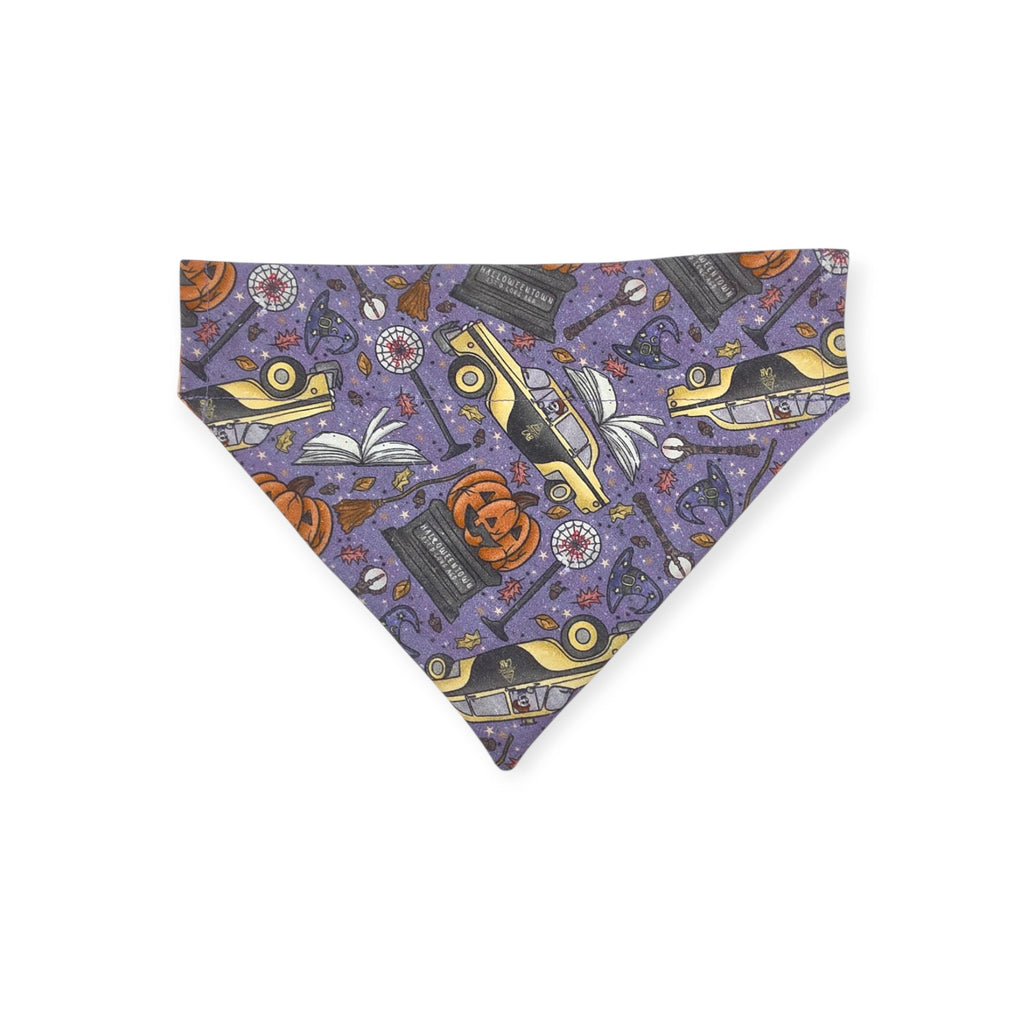 Halloweentown/Orange Painted Gingham Check Reversible Slide-on Bandana (Medium)
