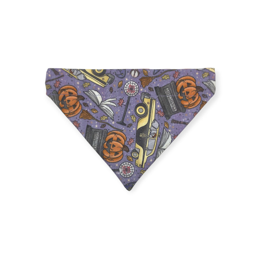 Halloweentown/Orange Painted Gingham Check Reversible Slide-on Bandana (Small)