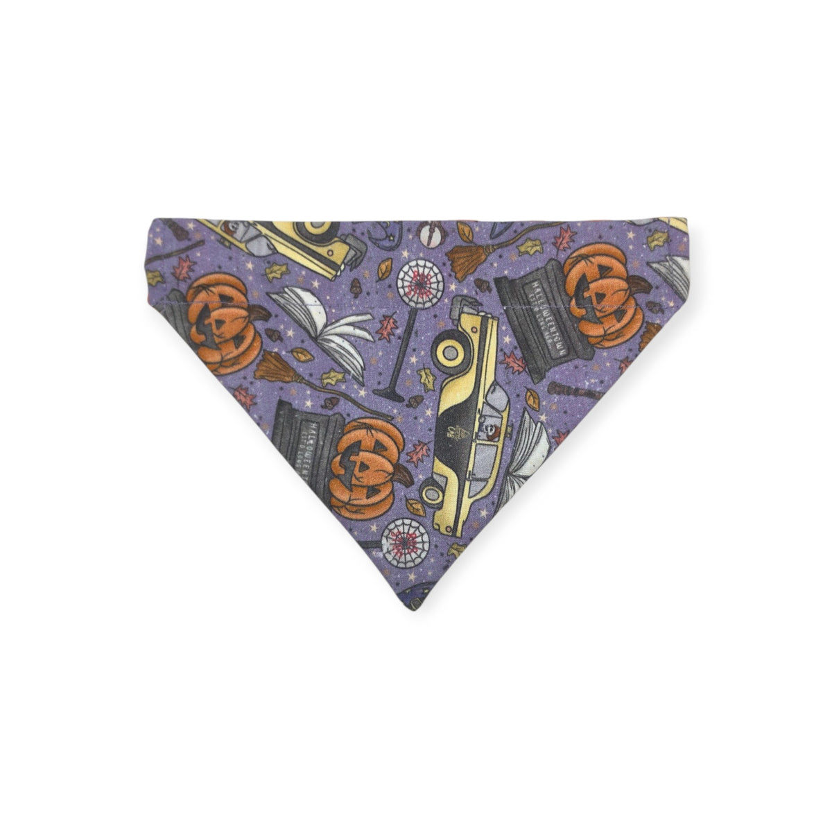 Halloweentown/Orange Painted Gingham Check Reversible Slide-on Bandana (Small)