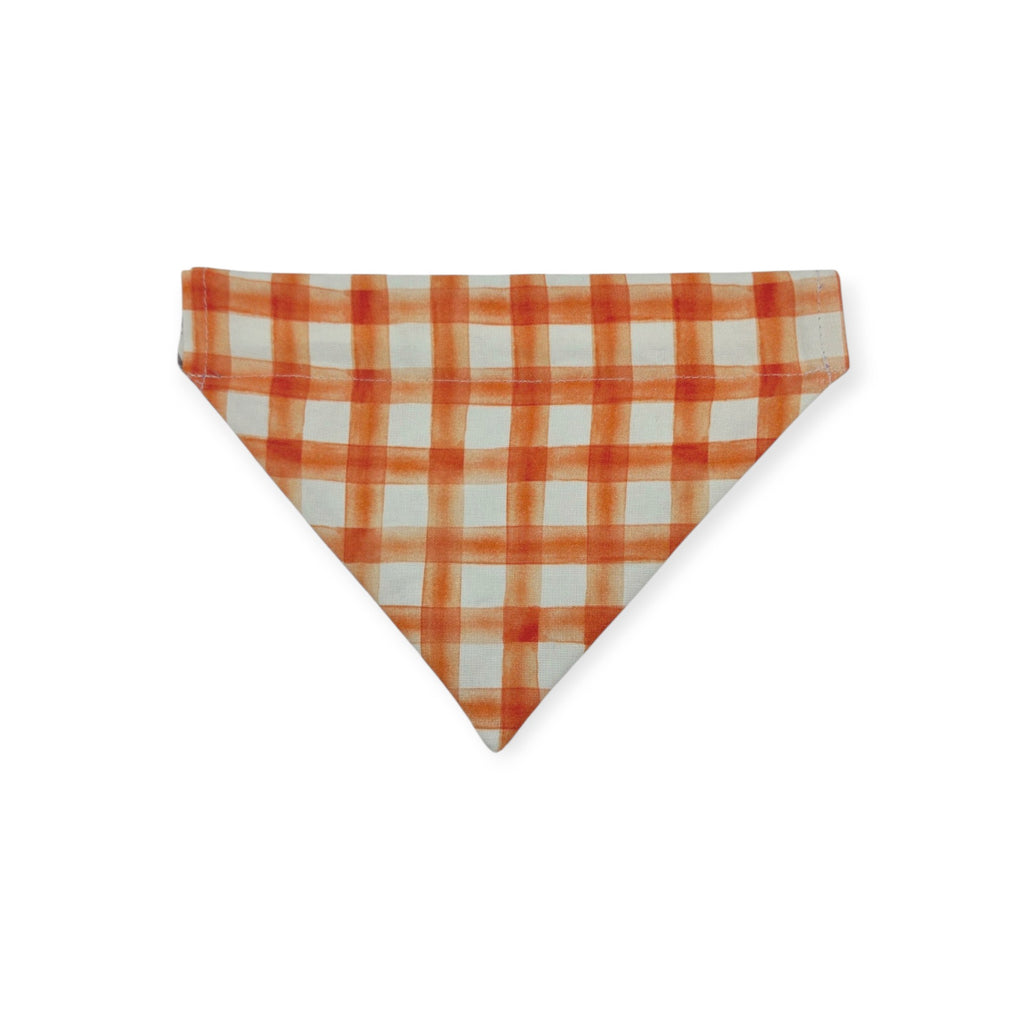 Halloweentown/Orange Painted Gingham Check Reversible Slide-on Bandana (Small)
