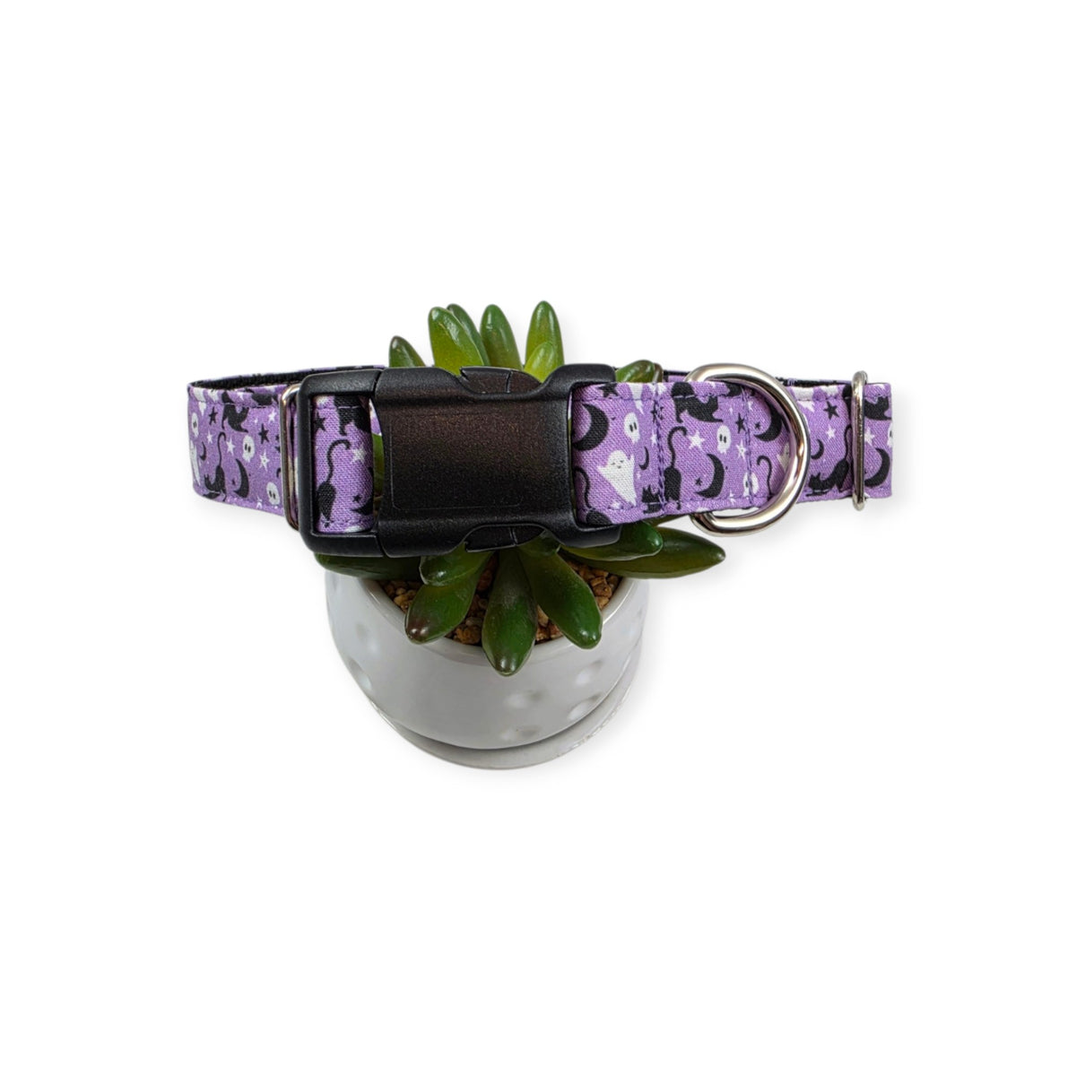 Halloween Cats and Ghosts Dog Collar (Large)
