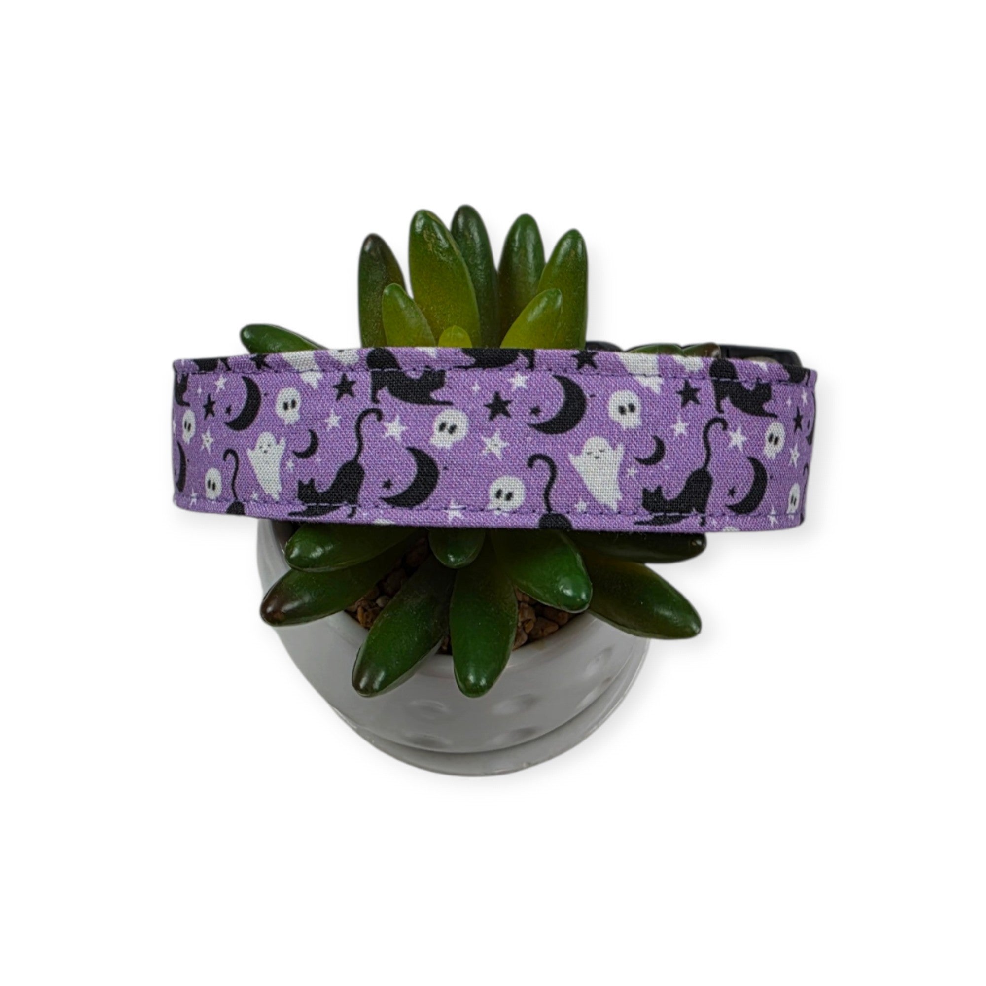 Halloween Cats and Ghosts Dog Collar (Large)