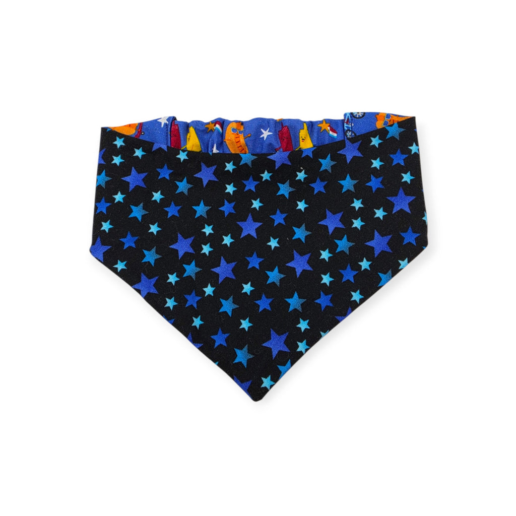 Patriotic Food/Blue Stars Slip-on Scrunchie Bandana (Medium)