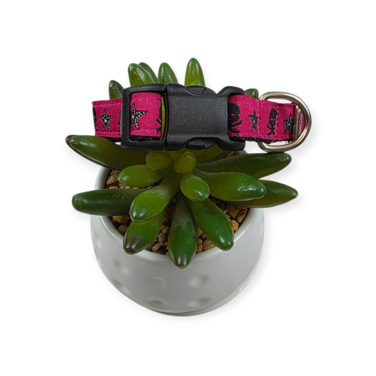 Skull & Crossbones on Pink Dog collar (Small)