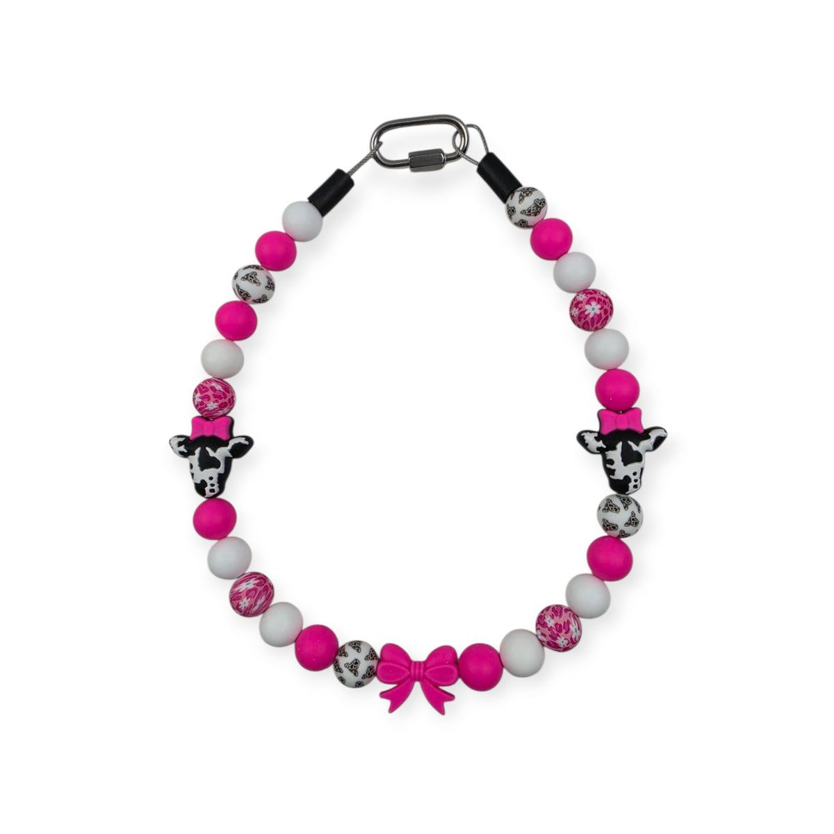 Pink Cow Beaded Collar - 20.25"