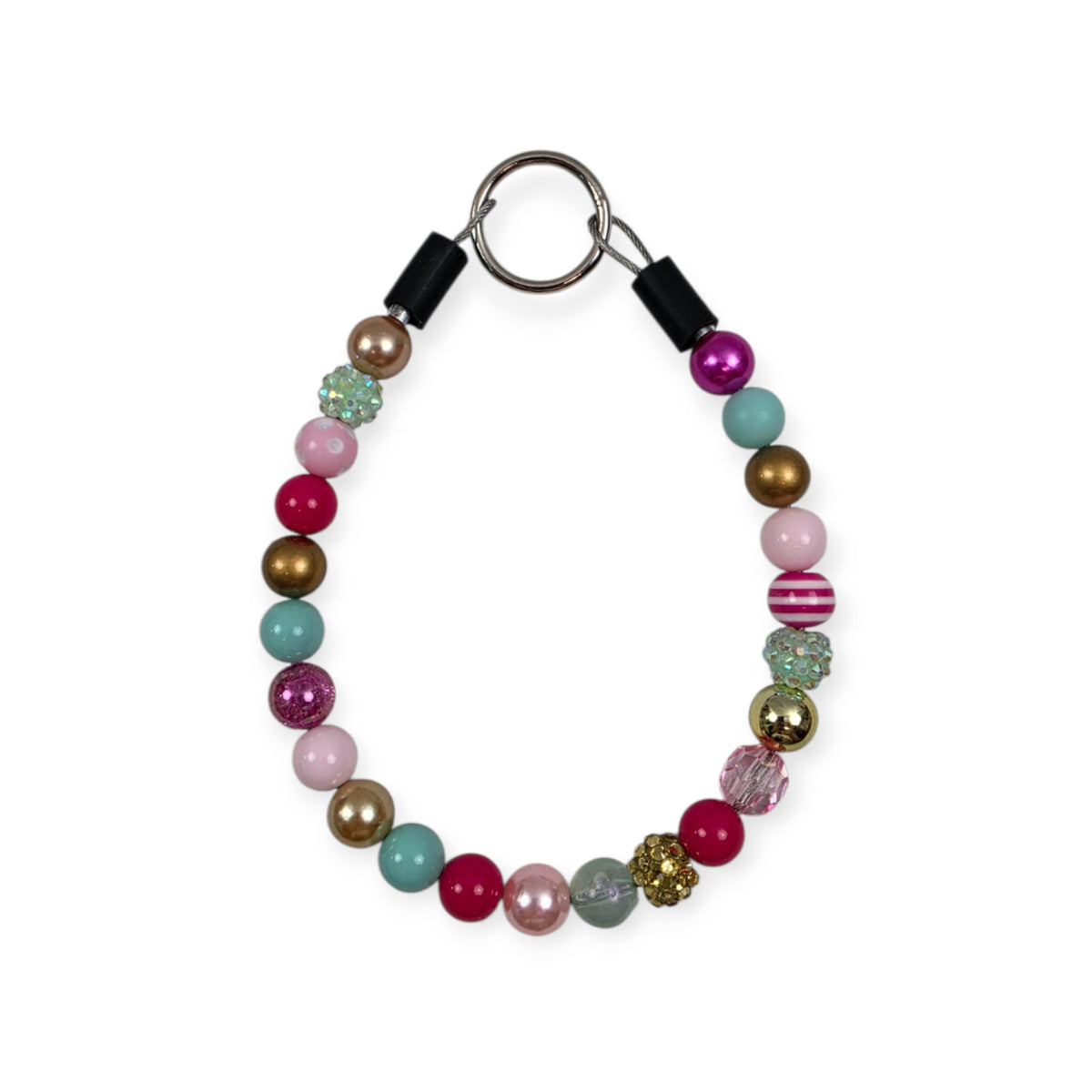 Pink, Gold and Blue Beaded Collar - 13"