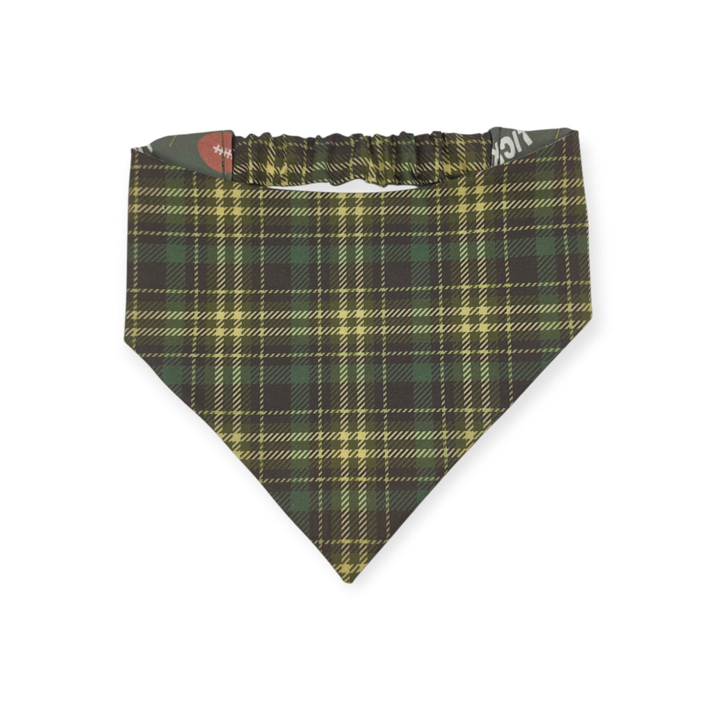 Plate Licker/Olive Green Plaid Reversible Slip-on Scrunchie Bandana