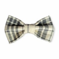 Cream & Black Plaid Bowtie - 5"