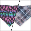 Rainbow Ghosts/Purple Distressed Plaid Reversible Slip-on Scrunchie Bandana (Medium/Large)