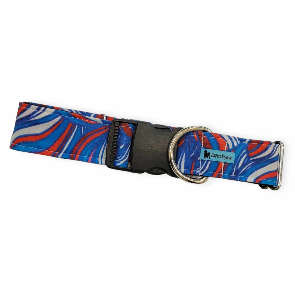 Patriotic Stained Glass Dog Collar (X-Large, 1.5" wide)