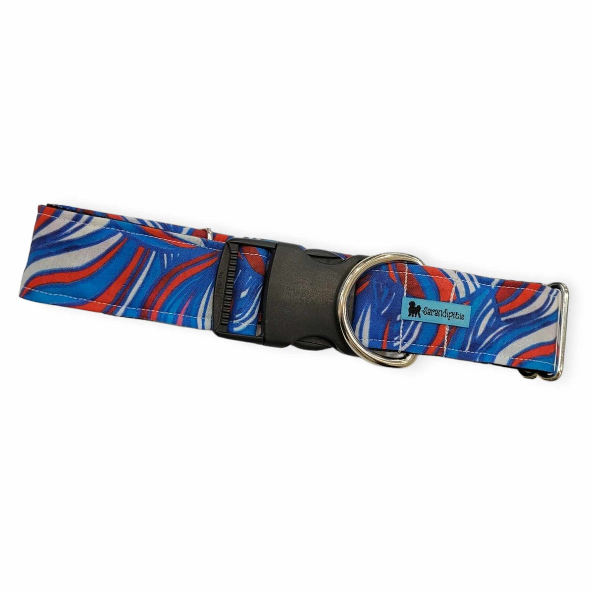 Patriotic Stained Glass Dog Collar (X-Large, 1.5" wide)