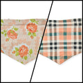 Harvest Rose Peach/Peach Plaid Reversible Tie-on Bandana (Medium)
