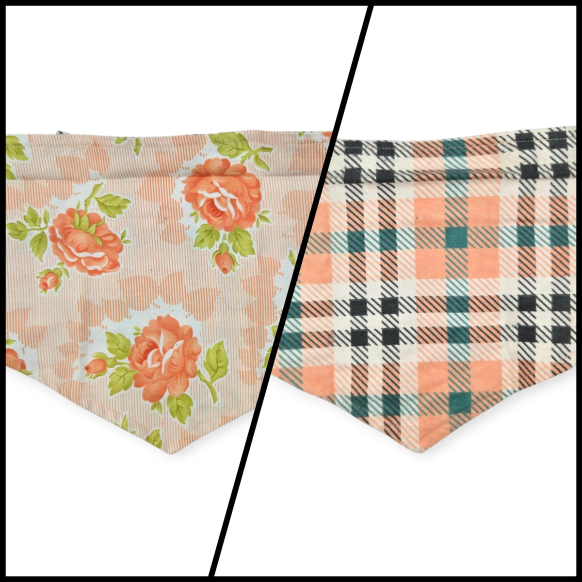 Harvest Rose Peach/Peach Plaid Reversible Tie-on Bandana (Medium)