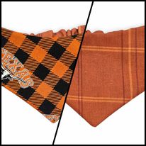 Longhorns/Orange Plaid Slip-on Scrunchie Bandana (X-Small)