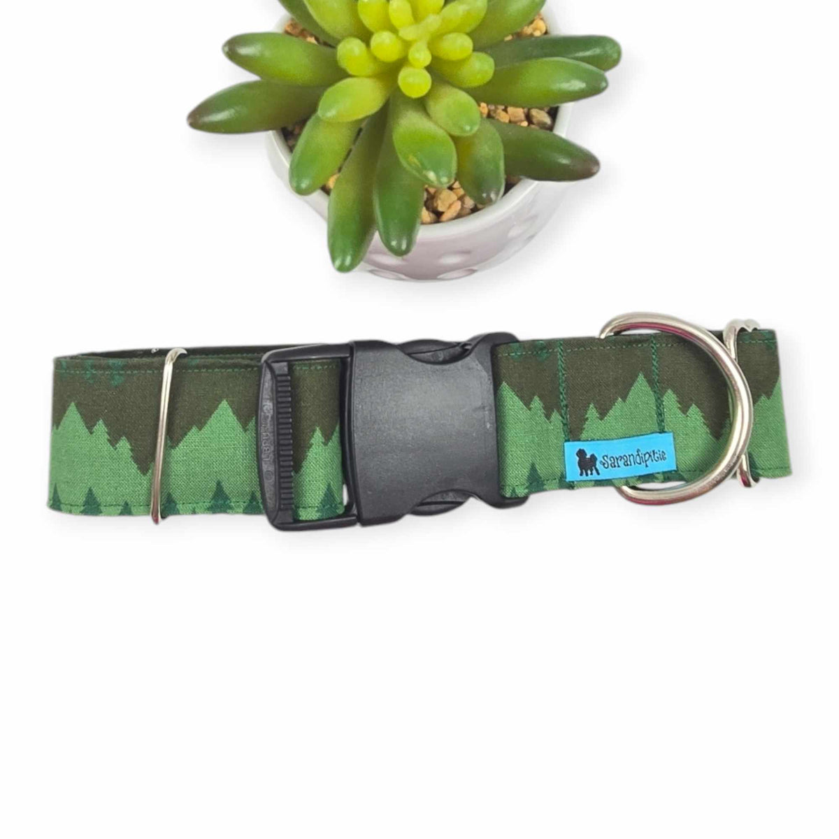 Tree Stripe Forest Dog collar (Large, 1.5" wide)