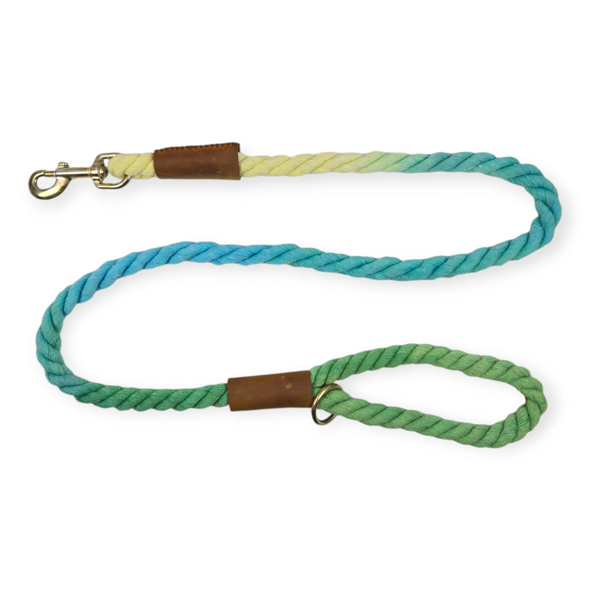 Aqua/Green/Yellow Cotton Rope leash (4.5')