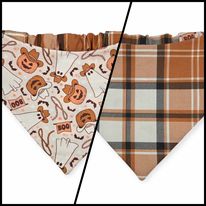 Cowboy Halloween/Burnt Orange Plaid Slip-on Scrunchie Bandana (Large)