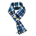 Blue Watercolor Tartan Plaid Adjustable Fleece Scarf (20-23")