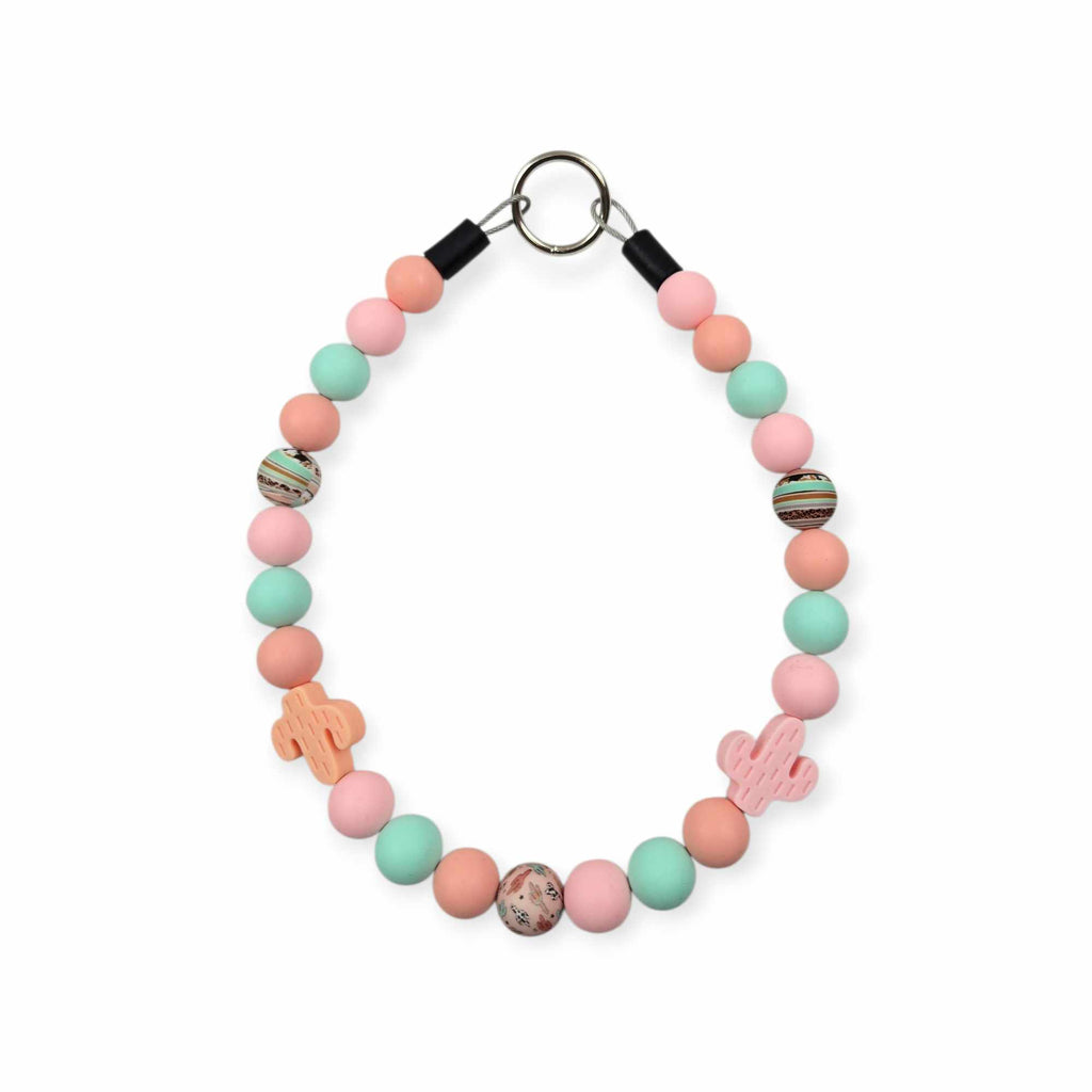 Peach & Mint Saguaro Beaded Collar - 17.5"