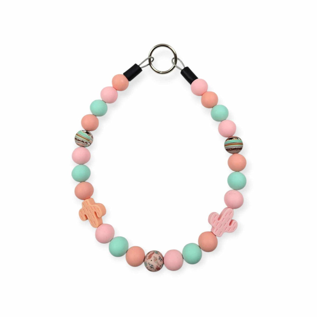 Peach & Mint Saguaro Beaded Collar - 17.5"