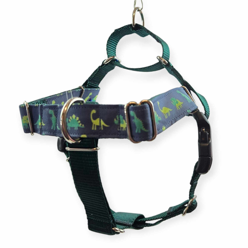 Green Dinosaurs on Navy No Pull Harness (M)