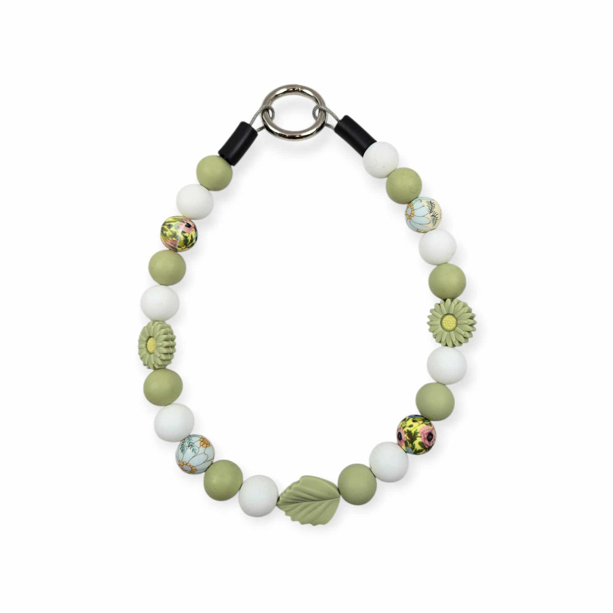 Sage Daisy Beaded Collar - 16"