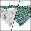 Preppy Pink Coquette Christmas/Winter Fair Isle Reversible Slip-on Scrunchie Bandana (Medium/Large)