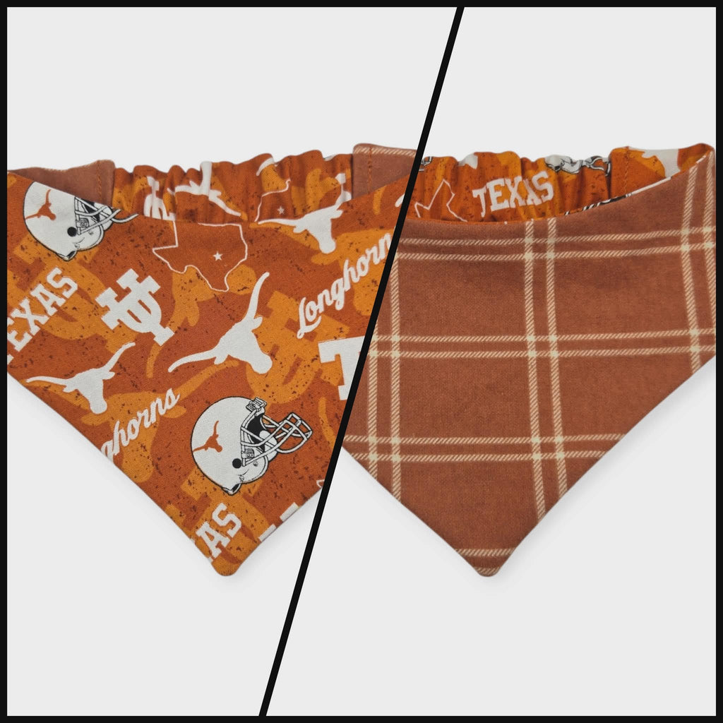 Longhorns/Orange Plaid Reversible Slip-on Scrunchie Bandana (Small)