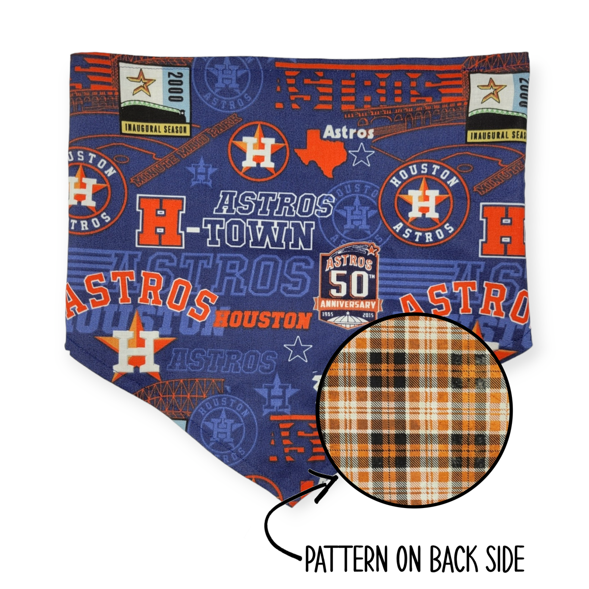 Astros/Blue & Orange Plaid Reversible Bandana
