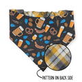 Bavarian Pretzels & Beer/Gray & Mustard Plaid Reversible Bandana