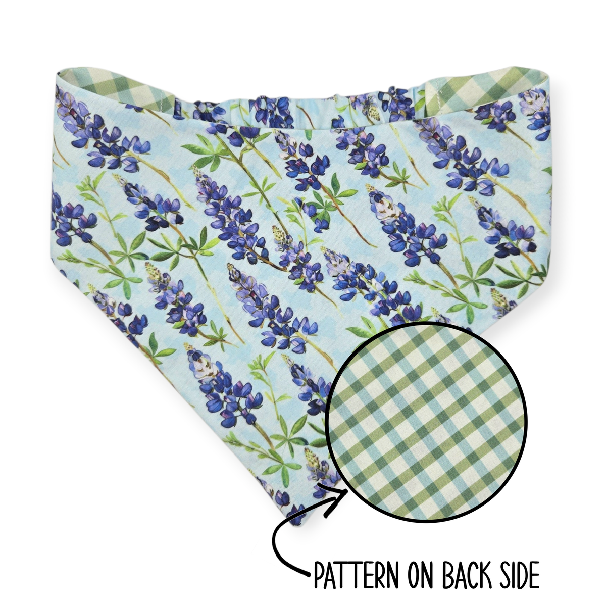Bluebonnet  & Texas/Multi Green Plaid Reversible Bandana