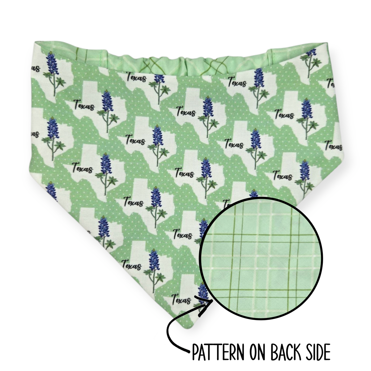 Bluebonnets & Texas/Mint Plaid Reversible Bandana