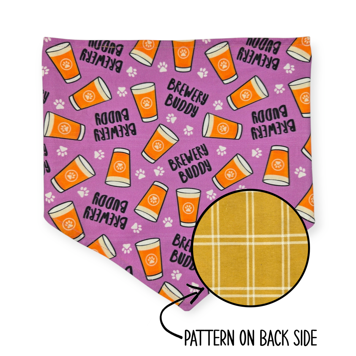 Brewery Buddy (Orchid)/Mustard Plaid Reversible Bandana