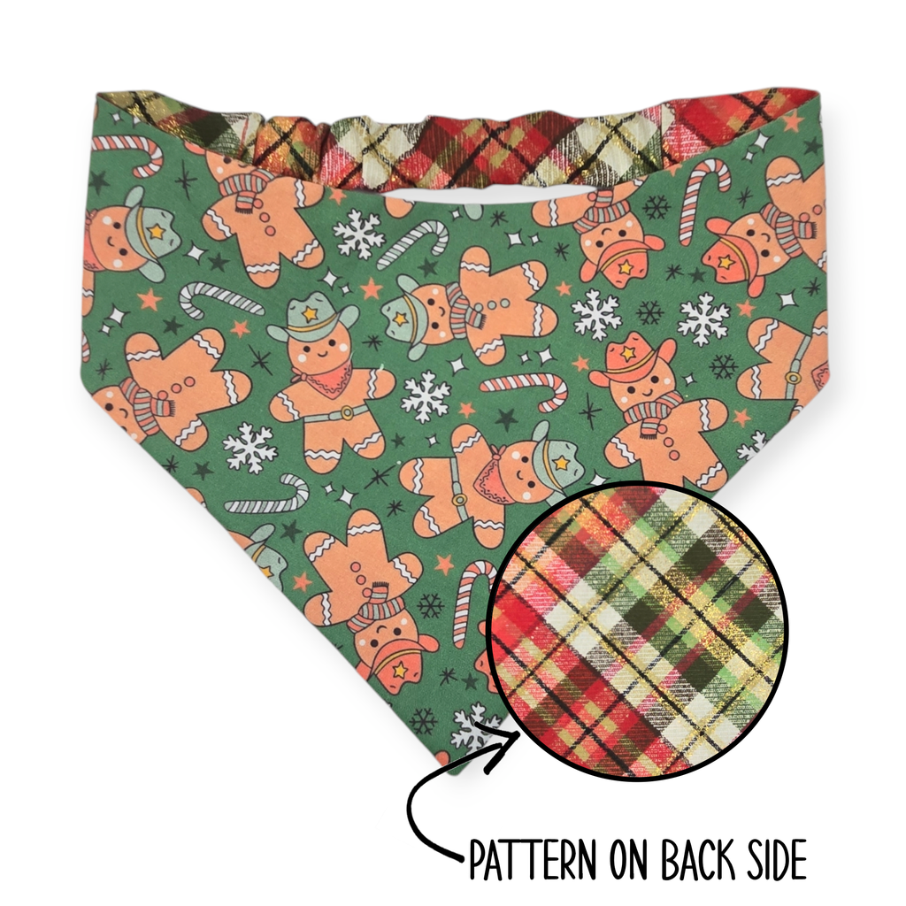 Cowboy Christmas/Glittery Christmas Plaid Reversible Bandana