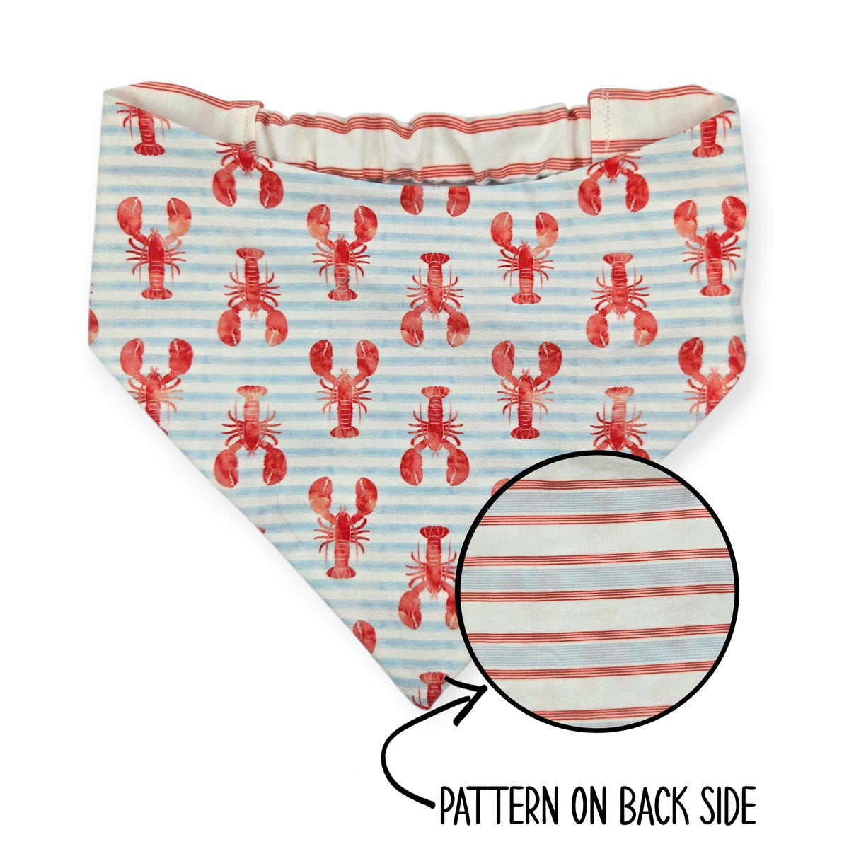 Crawfish on Stripes/Red & Blue Stripes Reversible Bandana